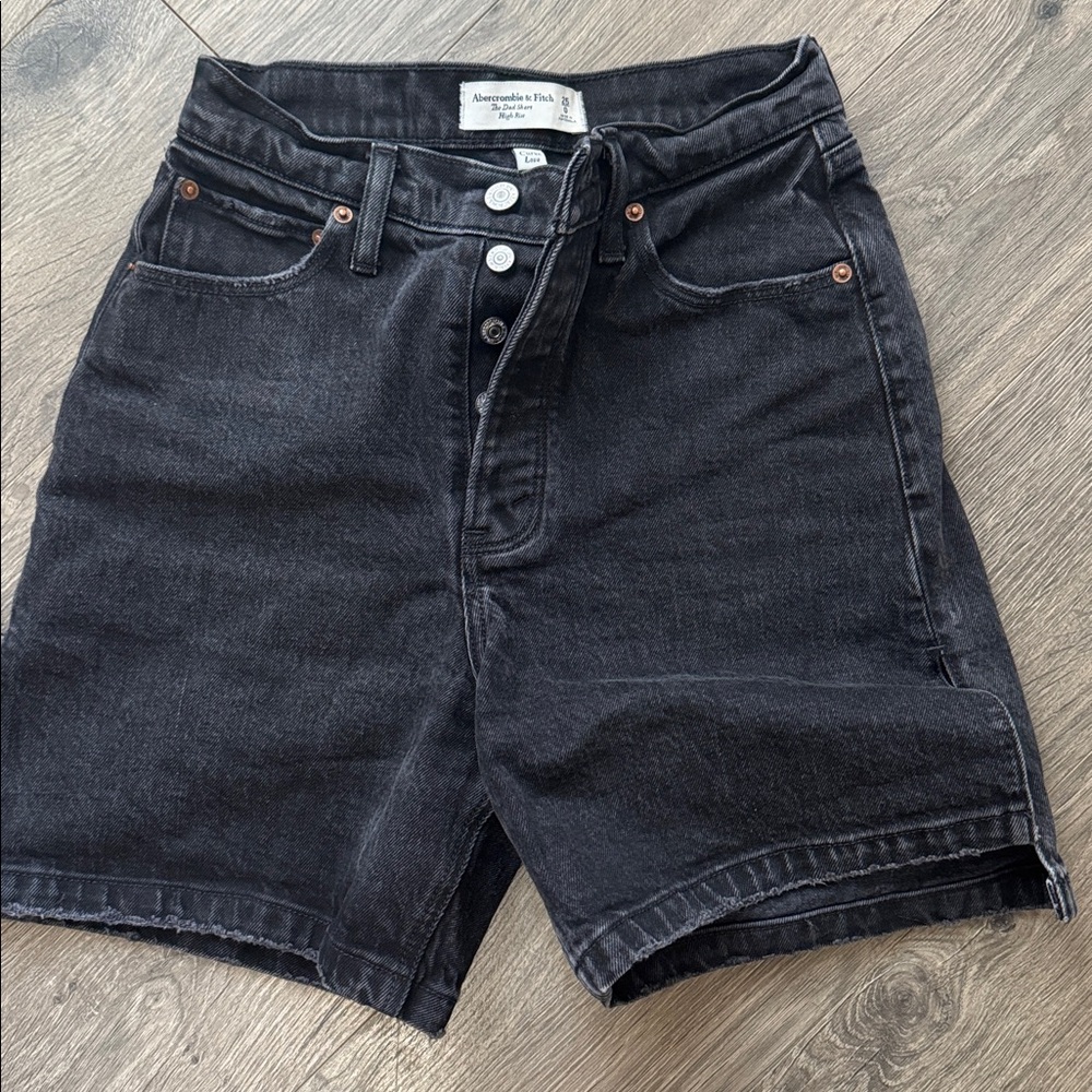Abercrombie & Fitch Black Washed High-Rise Denim Shorts